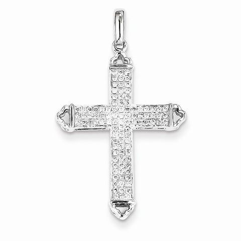 14k White Gold Diamond Cross Pendant, Quality AA (G-H Color, SI1-SI2 Clarity, 0.31 cttw)