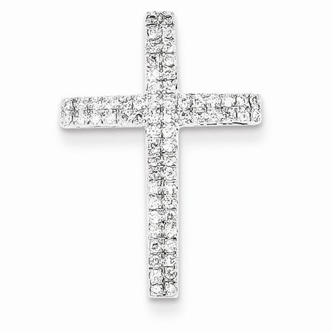 14k White Gold Diamond Cross pendant, Quality AA (G-H Color, SI1-SI2 Clarity, 0.25 cttw), Delightful Pendants for Necklace