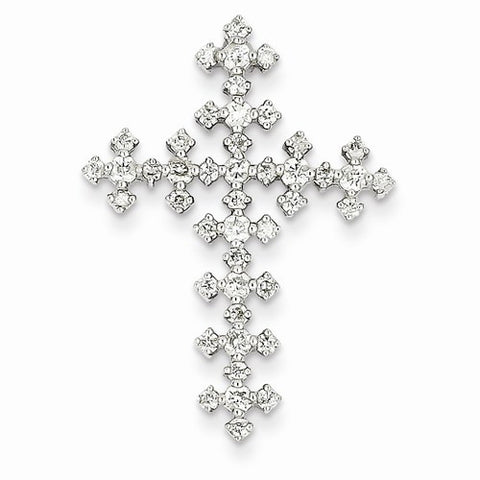 14k White Gold Diamond Celtic Cross Pendant, Quality AA (G-H Color, SI1-SI2 Clarity)