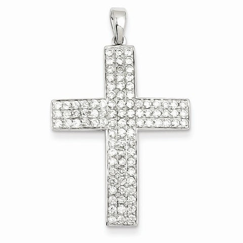 14k White Gold Diamond Latin Cross Pendant, Quality A (G-I Color, SI2 Clarity, 1 cttw)
