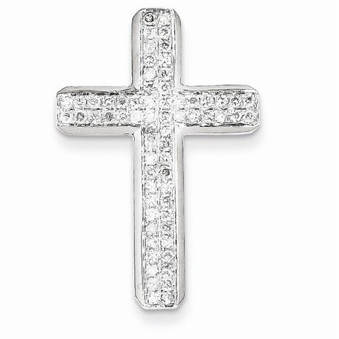 14k White Gold Diamond Latin Cross Pendant, Quality AA (G-H Color, SI1-SI2 Clarity, 0.53 cttw)