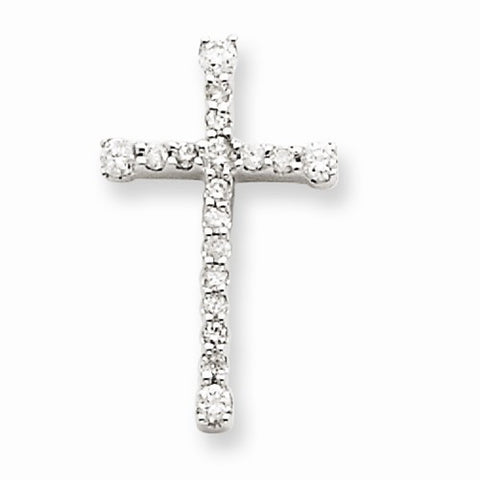14k White Gold Diamond Cross pendant, Quality AA (G-H Color, SI1-SI2 Clarity, 0.21 cttw), Exquisite Pendants for Necklace