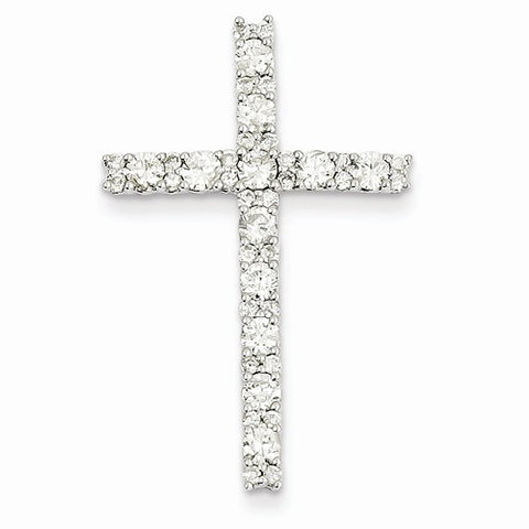 14k White Gold Diamond Latin Cross Pendant, Quality AA (G-H Color, SI1-SI2 Clarity, 1.01 cttw)