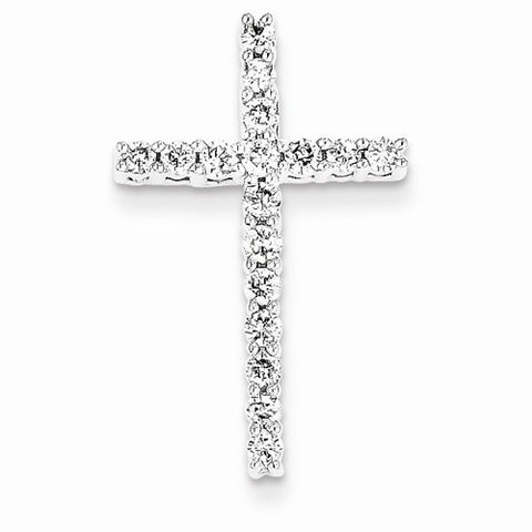 14k White Gold Diamond Cross pendant, Quality AA (G-H Color, SI1-SI2 Clarity, 0.5 cttw), Fine Pendants for Necklace