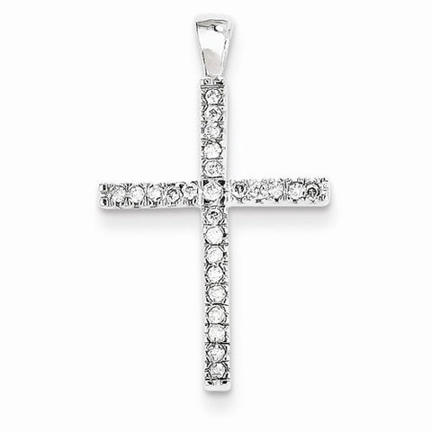 14k White Gold Cross Pendant, Quality A (G-I Color, SI2 Clarity)