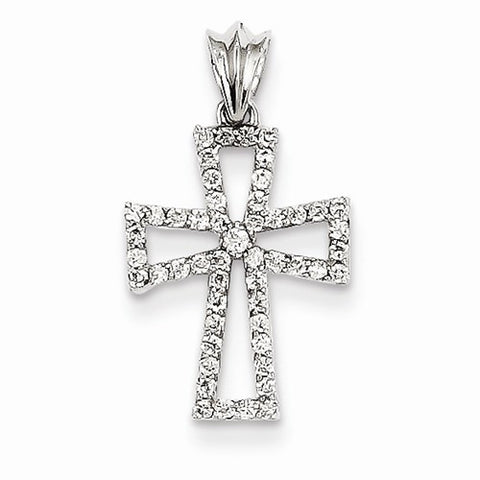 14k White Gold Diamond Cross pendant, Quality AA (G-H Color, SI1-SI2 Clarity, 0.23 cttw), Lovely Pendants for Necklace