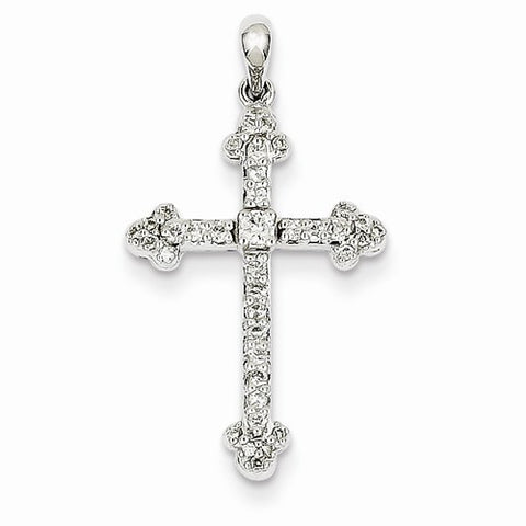 14k White Gold Diamond Cross pendant, Quality AA (G-H Color, SI1-SI2 Clarity, 0.23 cttw), Stylish Pendants for Necklace