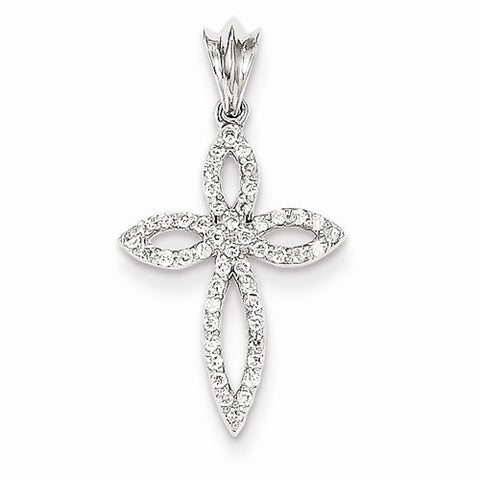 14k White Gold Diamond Cross pendant, Quality AA (G-H Color, SI1-SI2 Clarity, 0.21 cttw), Quality Pendants for Necklace