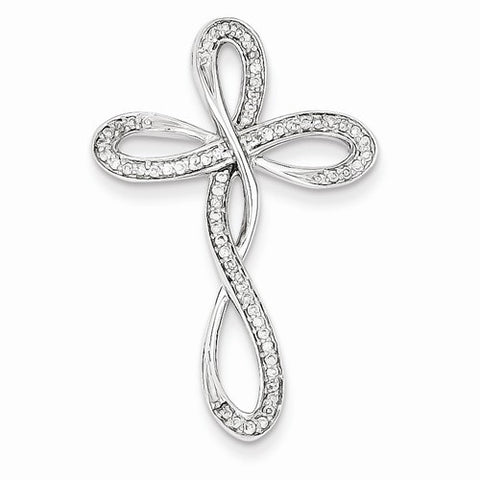 14k White Gold Diamond Cross Pendant, Quality AA (G-H Color, SI1-SI2 Clarity, 0.22 cttw)