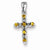 14k White Gold Citrine & Diamond Cross Pendant, Quality A (G-I Color, SI2 Clarity)