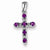 14k White Gold Amethyst & Diamond Cross Pendant, Quality A (G-I Color, SI2 Clarity)