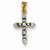 14k Gold Blue Topaz & Diamond Cross Pendant, Quality A (G-I Color, SI2 Clarity)