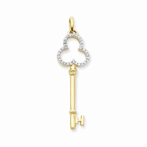 14k Gold Diamond Key pendant, Quality AA (G-H Color, SI1-SI2 Clarity, 0.25 cttw), Adorable Pendants for Necklace