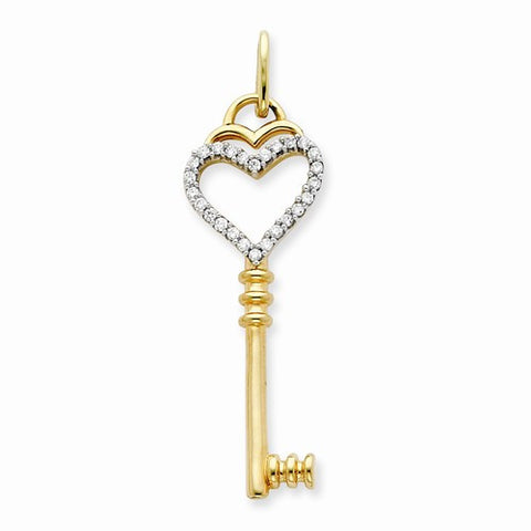 14k Gold Diamond Key pendant, Quality AA (G-H Color, SI1-SI2 Clarity, 0.33 cttw), Beautiful Pendants for Necklace