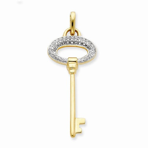 14k Gold Diamond Key pendant, Quality AA (G-H Color, SI1-SI2 Clarity, 0.33 cttw), Delightful Pendants for Necklace