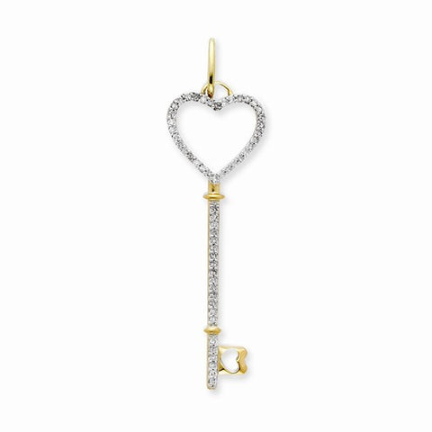 14k Gold Diamond Key pendant, Quality AA (G-H Color, SI1-SI2 Clarity, 0.33 cttw), Pendants for Necklace
