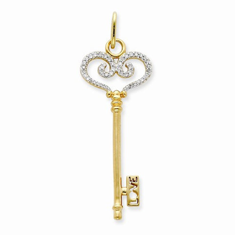 14k Gold Diamond Key pendant, Quality AA (G-H Color, SI1-SI2 Clarity, 0.25 cttw), Gorgeous Pendants for Necklace