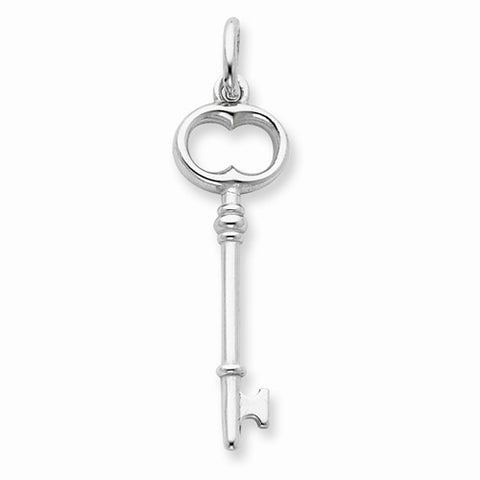14k White Gold Key pendant, Charm
