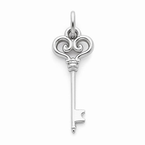 14k White Gold Key pendant, Pretty Pendants for Necklace