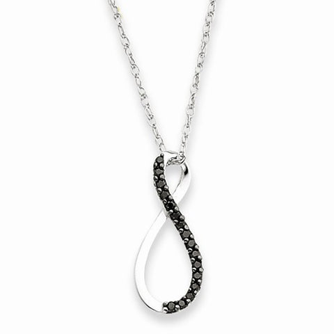 14K White Gold Black Diamond Necklace