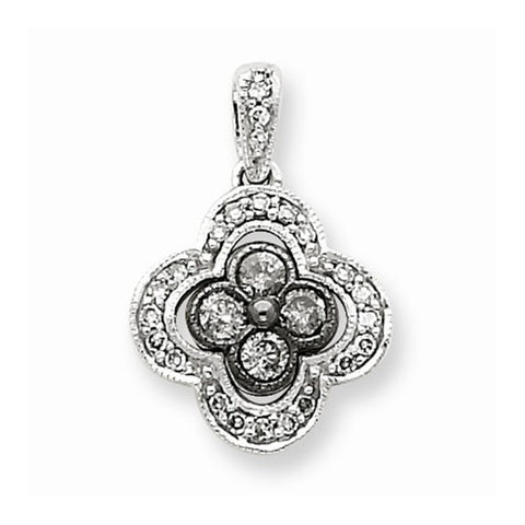 14k White Gold Black & White Diamonds pendant, Quality AA (G-H Color, SI1-SI2 Clarity, 0.25 cttw), Dazzling Pendants for Necklace