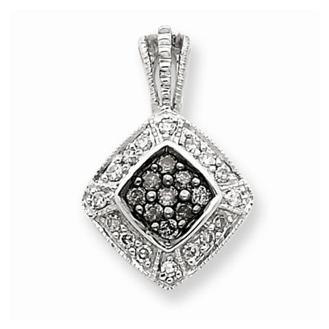 14k White Gold Black & White Diamonds pendant, Quality AA (G-H Color, SI1-SI2 Clarity, 0.25 cttw), Beautiful Pendants for Necklace