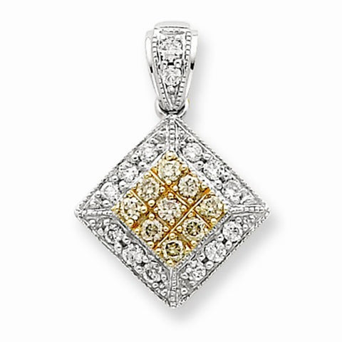 14k White Gold & Brown Plating Rhodium Diamond Pendant, Quality AA (G-H Color, SI1-SI2 Clarity)