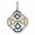 14k White Gold & Rhodium w/Blue & White Diamond Pendant, Quality AA (G-H Color, SI1-SI2 Clarity)