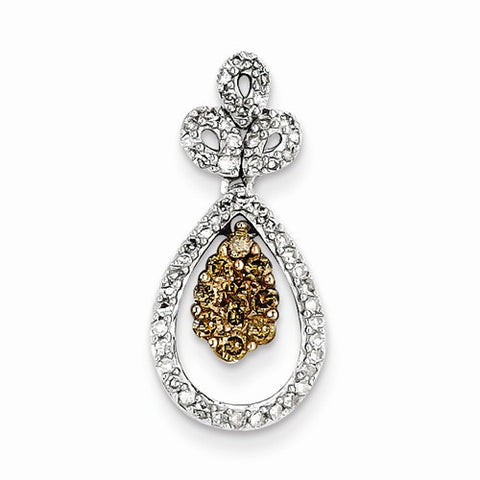 14k White Gold & Rhodium White & Colored Diamond Pendant, Quality AA (G-H Color, SI1-SI2 Clarity, 0.5 cttw)