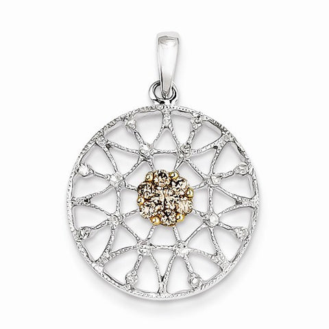 14k White Gold & Rhodium White & Colored Diamond Pendant, Quality AA (G-H Color, SI1-SI2 Clarity, 0.35 cttw)