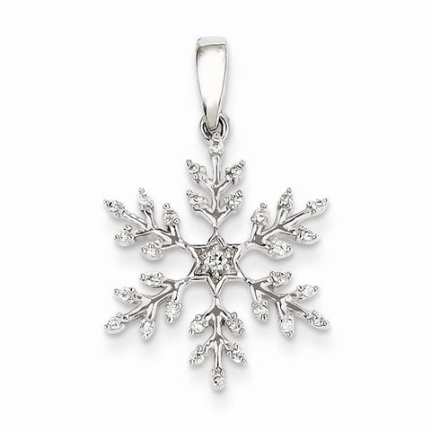 14k White Gold Diamond Snowflake pendant, Quality AA (G-H Color, SI1-SI2 Clarity, 0.15 cttw), Delightful Pendants for Necklace