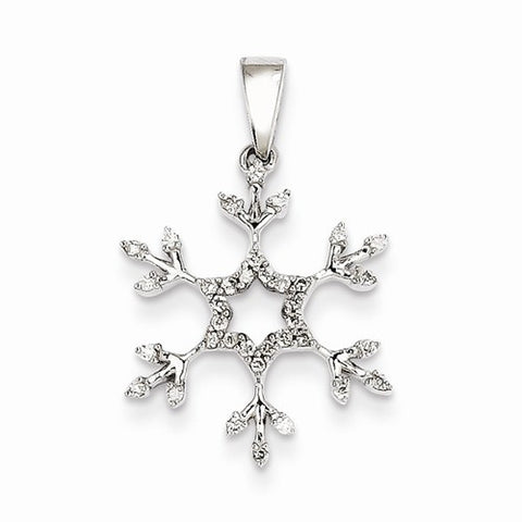 14k White Gold Diamond Snowflake pendant, Quality AA (G-H Color, SI1-SI2 Clarity, 0.15 cttw), Exquisite Pendants for Necklace