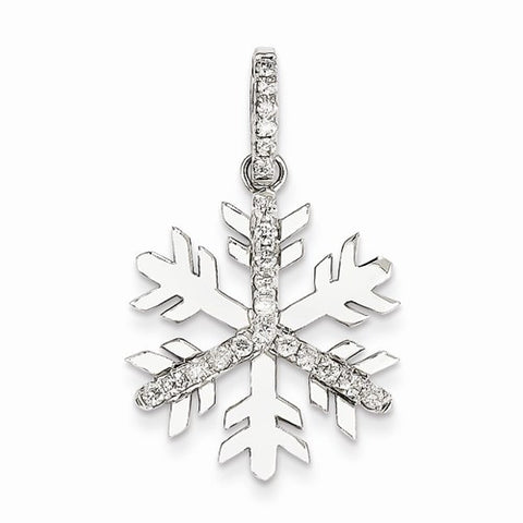 14k White Gold Diamond Large Snowflake Pendant, Quality AA (G-H Color, SI1-SI2 Clarity)
