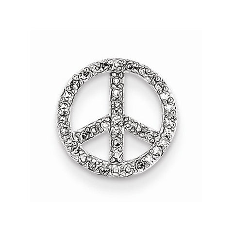 14k White Gold Diamond Peace Sign Slide Pendant, Quality AA (G-H Color, SI1-SI2 Clarity)