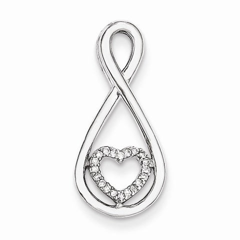 14k White Gold Diamond Heart in Teardrop Fashion Pendant, Quality AA (G-H Color, SI1-SI2 Clarity)