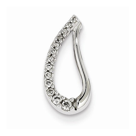 14k White Gold Diamond Teardrop Fashion Pendant, Quality AA (G-H Color, SI1-SI2 Clarity)
