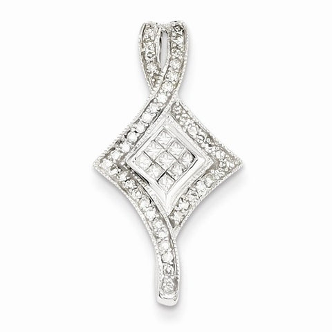 14k White Gold Diamond pendant, Quality AA (G-H Color, SI1-SI2 Clarity, 0.33 cttw),