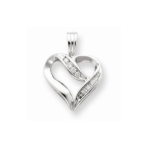 14k White Gold Diamond Heart pendant, Quality AA (G-H Color, SI1-SI2 Clarity, 0.12 cttw), Pretty Pendants for Necklace