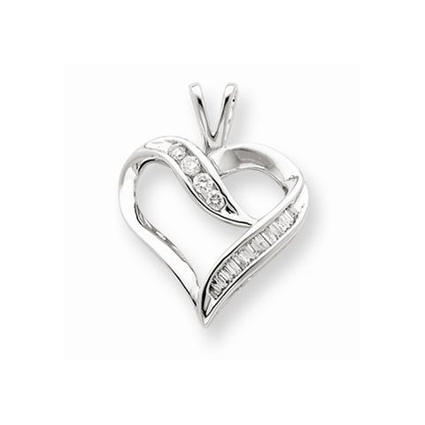 14k White Gold Diamond Heart pendant, Quality AA (G-H Color, SI1-SI2 Clarity, 0.25 cttw), Gorgeous Pendants for Necklace