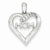 14k White Gold Diamond MOM Heart Pendant, Quality AA (G-H Color, SI1-SI2 Clarity)