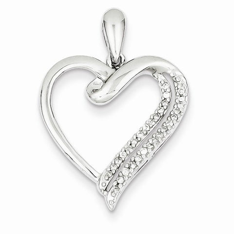 14k White Gold Diamond Heart pendant, Quality AA (G-H Color, SI1-SI2 Clarity, 0.12 cttw), Stylish Pendants for Necklace
