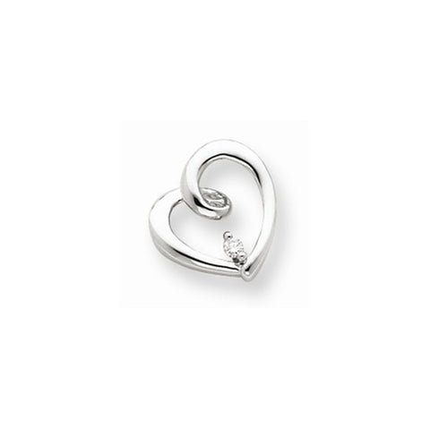 14k White Gold Diamond Heart pendant, Quality AA (G-H Color, SI1-SI2 Clarity, 0.05 cttw), Classy Pendants for Necklace