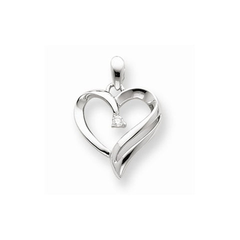 14k White Gold Diamond Heart Pendant, Quality AA (G-H Color, SI1-SI2 Clarity, 0.05 cttw), Alluring Pendants for Necklace
