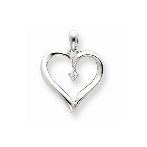 14k White Gold Diamond Heart Pendant, Quality AA (G-H Color, SI1-SI2 Clarity, 0.05 cttw), Adorable Pendants for Necklace
