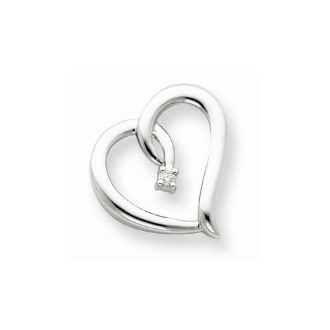 14k White Gold Diamond Heart pendant, Quality AA (G-H Color, SI1-SI2 Clarity, 0.05 cttw), Dazzling Pendants for Necklace