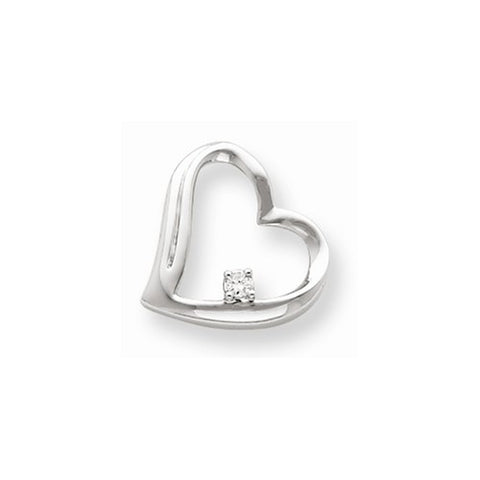 14k White Gold Diamond Heart Pendant, Quality AA (G-H Color, SI1-SI2 Clarity, 0.05 cttw), Beautiful Pendants for Necklace