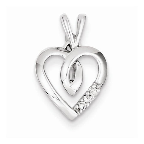 14k White Gold Diamond Heart pendant, Quality AA (G-H Color, SI1-SI2 Clarity, 0.05 cttw), Delightful Pendants for Necklace