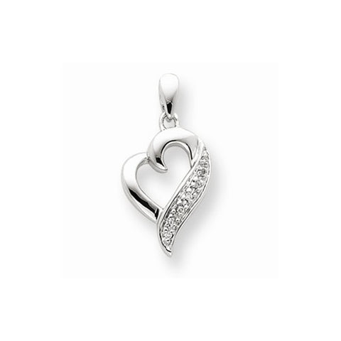 14k White Gold Diamond Heart pendant, Quality AA (G-H Color, SI1-SI2 Clarity, 0.05 cttw), Exquisite Pendants for Necklace