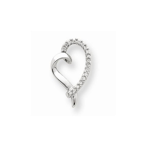 14k White Gold Diamond Heart pendant, Quality AA (G-H Color, SI1-SI2 Clarity, 0.1 cttw), Fine Pendants for Necklace
