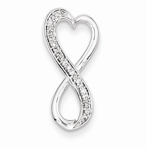 14k White Gold Diamond Freeform Heart Pendant, Quality AA (G-H Color, SI1-SI2 Clarity)